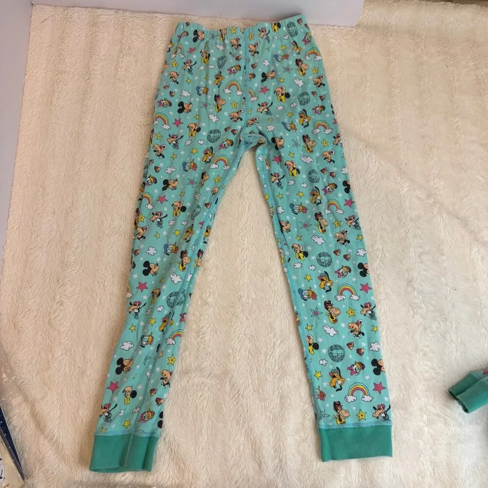 Disney Mickey Mouse PJ Pals Size 10 Long John Pajamas Set Teal Donald Duck Pluto